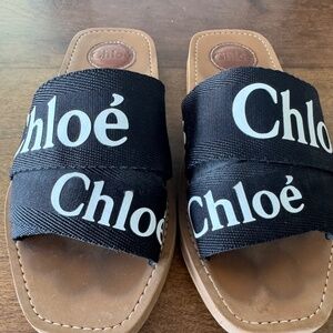 Chloe size 38 black woody sandals